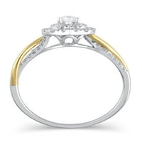Carat T. W. Brilliance Fine Jewelry dijamantski zaručnički prsten u obliku srca od 10kt Bijelog i žutog zlata,