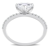 Miabella žena 2. Carat T. G. W. Heart-Cut kreiran bijeli safir 10kt zaručnički prsten od bijelog zlata