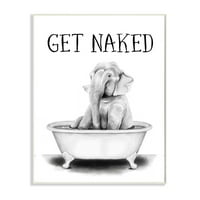 Stupell Industries Elephant kupatilo Humor dobiti goli izraz životinja kade zid plaketa dizajn Rachel Nieman