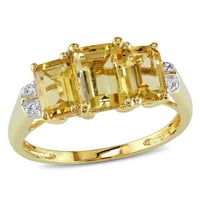 Miabella Women's 2- Carat t.gw. Smaragdni citrinski i dijamantni naglasak 10KT žuti zlatni prsten od 3 kamena