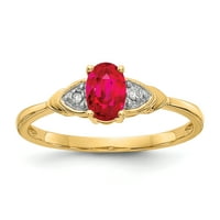 Primal Gold Karat žuti zlatni Rubin i dijamantski prsten od rodnog kamena