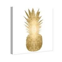 Runway Avenue Hrana i kuhinja zidna umjetnost na platnu štampa 'ananas zlatna folija' voće-zlato, bijelo