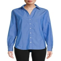 Blu White Blu ženska čvrsta dugmad-prednja košulja