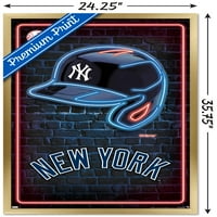 New York Yankees-Neonski Zidni Poster Za Kacigu, 22.375 34 Uokviren