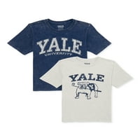 Retro Grafička Majica Za Dječake Sa Univerziteta Yale, 2 Pakovanja, Veličine 4-18