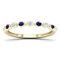 Imperial dragi kamen 10k žuto zlato okrugli rez plavi safir CT TW dijamant ženski bend