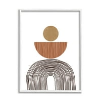 Stupell Indtries Boho Shapes Stacked Abstract Round Curves Brown White, 20, dizajn JJ Design Hoe LLC