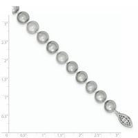 Primalno srebrne srebrne srebrne rodirani sive slatkovodne kultivirane biserne ogrlice