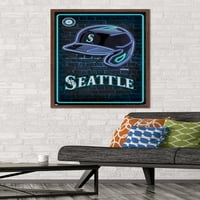 Seattle Mariners-Zidni Poster Za Neonsku Kacigu, 22.375 34 Uramljen