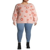 Terra & Sky ženski Plus Size Intarsia balonski rukav Crewneck džemper