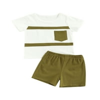 Dojenčad ležerne odjeće, dječaci kontrastni boja kratkih rukava sa okruglim vratom sa džepom + hlače od pune