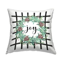Stupell Industries Božićna radost Pinecone dizajn jastuka sa štampanim vijencem Elizabeth Tyndall