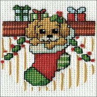 Dizajnerski radovi broji Cross Stitch Kit 2 x3 - štene u čarapa mini