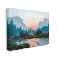 Stupell Industries Mountain Valley Tranquil Sunset Lake Reflection painting Gallery wrapped Canvas Print