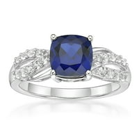 Jay Heart Designs Sterling Silver stvorio safir i stvorio bijeli safir prsten