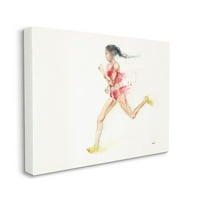 Stupell Industries Akvarelni sportista ženski trkač na stazi pozira dizajn za treće i zid, 24 30