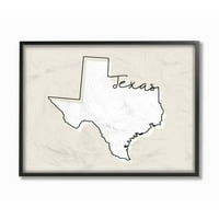 Stupell Industries Texas početna državna karta neutralni dizajn štampe uokvirena Giclee teksturirana Umjetnost