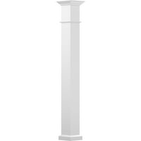 9 9 ' Endura-Aluminijum Wellington style kolona, kvadratna osovina, bez konusa, Sjajni bijeli finiš sa kapitalom