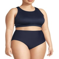 Društveni anđeo ženski Plus Size rebrasti Crop Bikini Kupaći Top