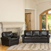 Abbyson London smeđa kožna stolica i sofa