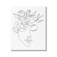 Stupell Industries Floral Woman Face Line Doodle grafička Umjetnička galerija Wrapped Canvas Print Wall Art,