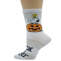 Peanuts Halloween ženske čarape za posadu, 2 pakovanja, veličina 4-10