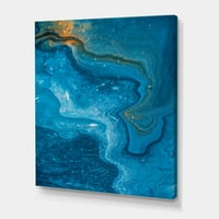 Designart 'Abstract Blue Marble Composition II' modern Canvas Wall Art Print