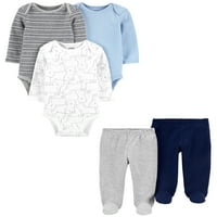 Carter's Child Of Mine Baby Boy Bodiji i pantalone dugih rukava, 5 komada