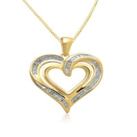 Carat T. W. Baguette i okrugli dijamant 18kt žuto zlato preko sterling srebra srce privjesak, 18