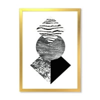 Designart 'Apstraktna Geometrija Oblici S Tropskim Palminim Listom I' Moderni Uokvireni Umjetnički Print