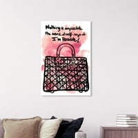 Runway Avenue Moda i Glam zidni umjetnički platneni printovi' ništa nije nemoguće ' torbe - roze, crne