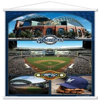 Milwaukee Brewers - zidni Poster Miller Park sa drvenim magnetnim okvirom, 22.375 34