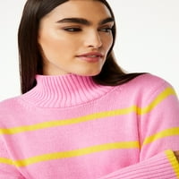 Ženski visoki rebrasti džemper sa Dolčevicom
