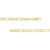 10k žuto zlato 18 lagana konkavna Figaro lančana ogrlica sa jastogom - Unisex