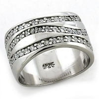 Rodium sterling srebrni prsten sa AAA razredom CZ, Clear - veličina 7