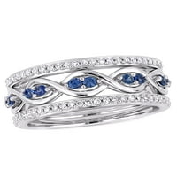 Tangelo Carat T. G. W. safir i karat T. W. dijamant 14k Bijelo zlato Infinity 3-dijelni prsten Set