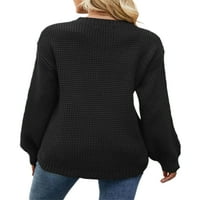 CAPREZE CHUNKY Pletena bluza tunika dugih rukava Klintni vrhovi za žene topli pulover pulover za odmor zakrivljeni