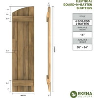 Ekena Millwork 14 W 44 H Americraft Vanjska ploča sa četiri ploče od pravog drveta spojena ploča-N-letve