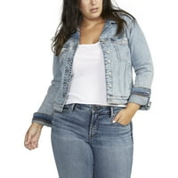 Silver Jeans Co. Plus Size opremljena traper jakna, veličine struka 1x-3X