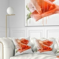 Designart Crvena ruža slika sa prskanjem - cvjetni jastuk za bacanje-16x16