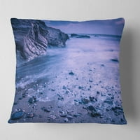 Designart Calm Time Lapse na plaži pri zalasku sunca - jastuk za bacanje na obalu mora-18x18