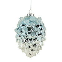 5 Plavi Pinecone Glass Božić Ornament
