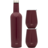 Simple Modern Spirit Wine Bundle-2, Oz čaše za vino sa poklopcima i flaša za vino-vakum izolovani Nerđajući