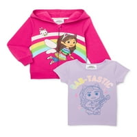 Gabby's Dollhouse Toddler Girls sa patentnim zatvaračem dukserica i majica, Set od 2 komada, veličine 2T-5T