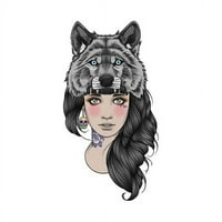 Tattify Wolf Headdress privremena tetovaža - vođa