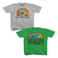 Sesame Street Boys Rainbow Mart Grafička Majica 2 Pakovanja, Veličine 4-18