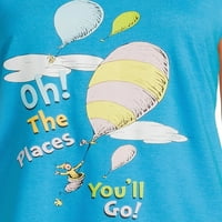 Dr. Seuss's Oh mjesta na koja ćete ići ženski i ženski Plus majica, šorc i čarape, 3-dijelni Set za spavanje