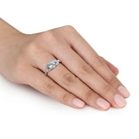 Miabella ženski 1-karatni akvamarin i karatni dijamant 14kt oreol zaručnički prsten od bijelog zlata