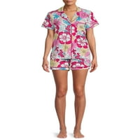 Tajno blago ženski i ženski Plus Size gornji dio i šorc pidžama Set, 2 komada