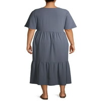 Terra & Sky ženska Maxi haljina sa kratkim rukavima i kratkim rukavima